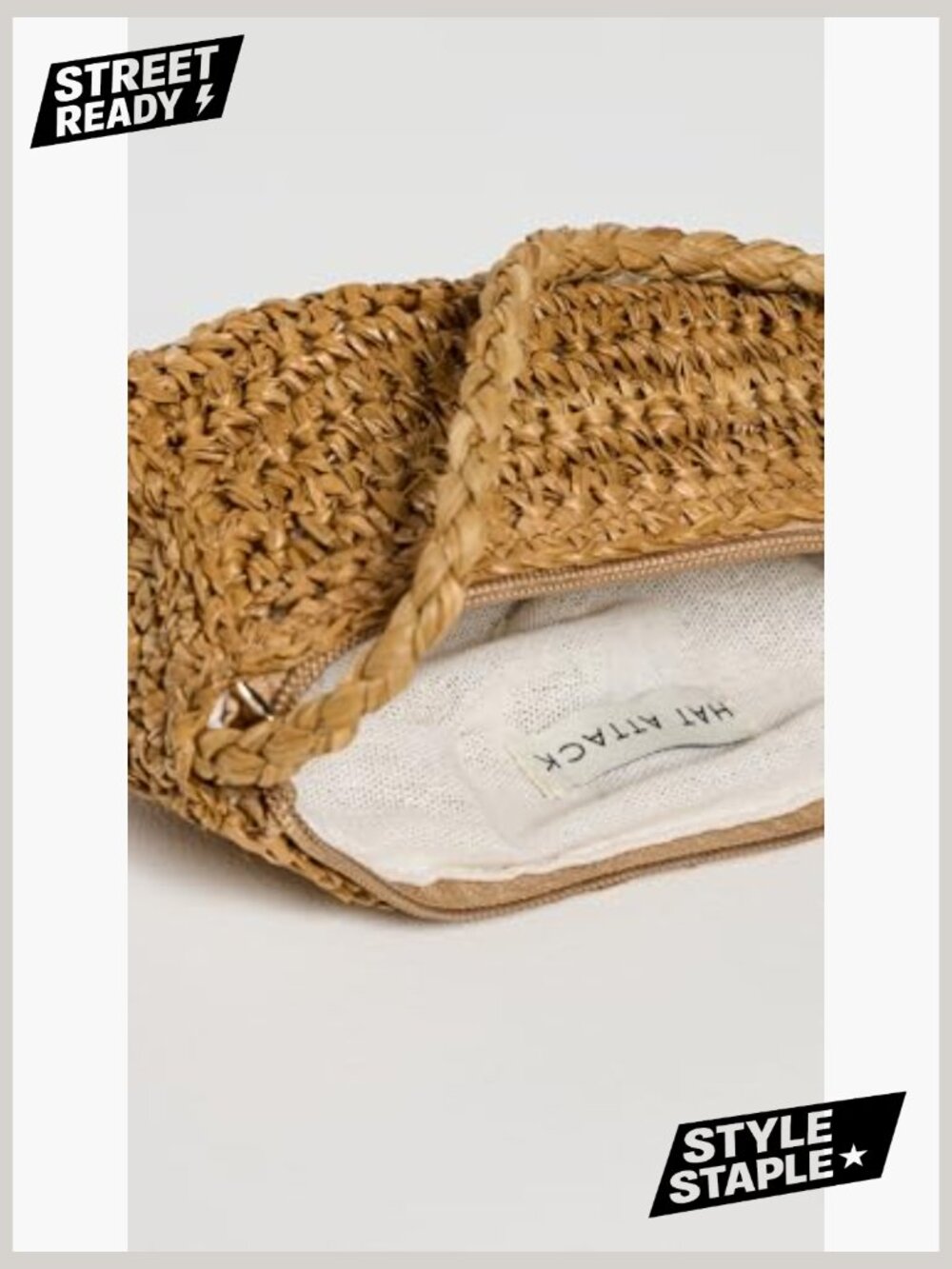 Woven Straw Pouch Bag - Top Handle Mini Handbag - Picture 5 of 5
